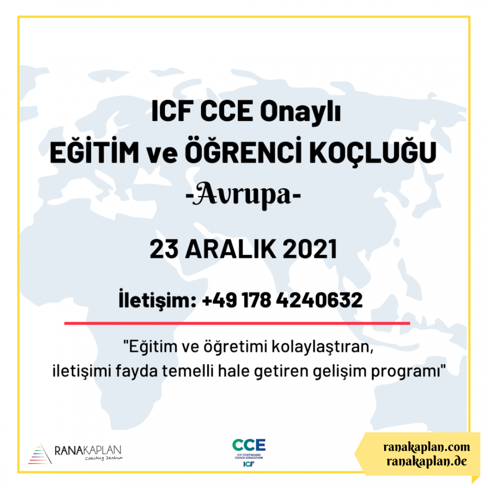 ICF CCE Onaylı Eğitim ve Öğrenci Koçluğu Programı -AVRUPA-